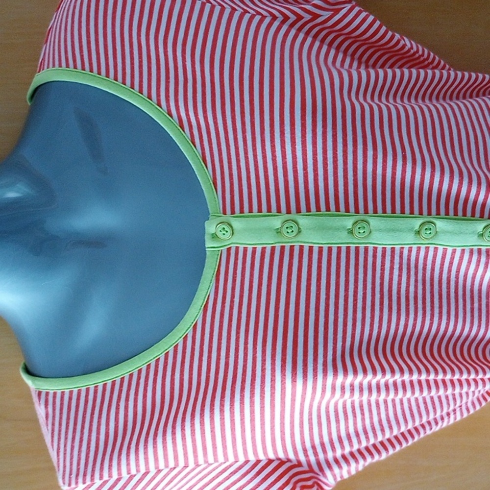 Lands End Nautical Henley Dress  (Orange, White, Lemon/Lime) - Picture 2 of 16